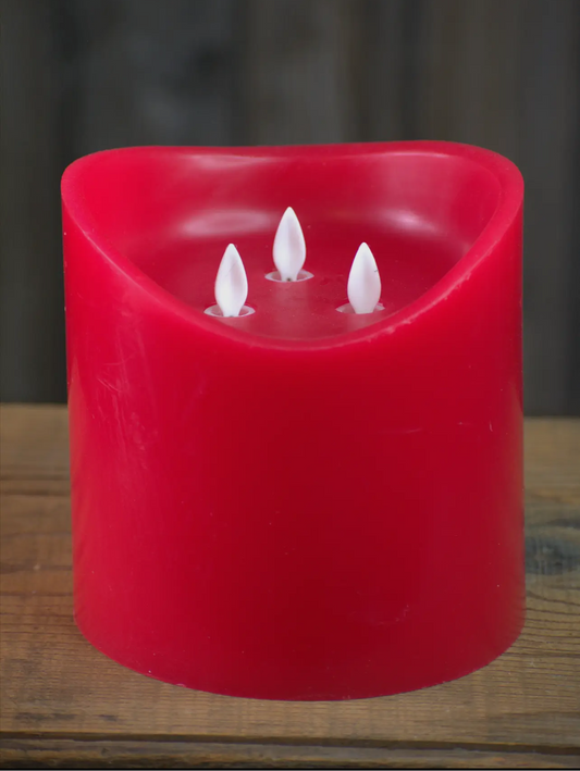 LED 3 Wick Candle (Red/Cranberry)