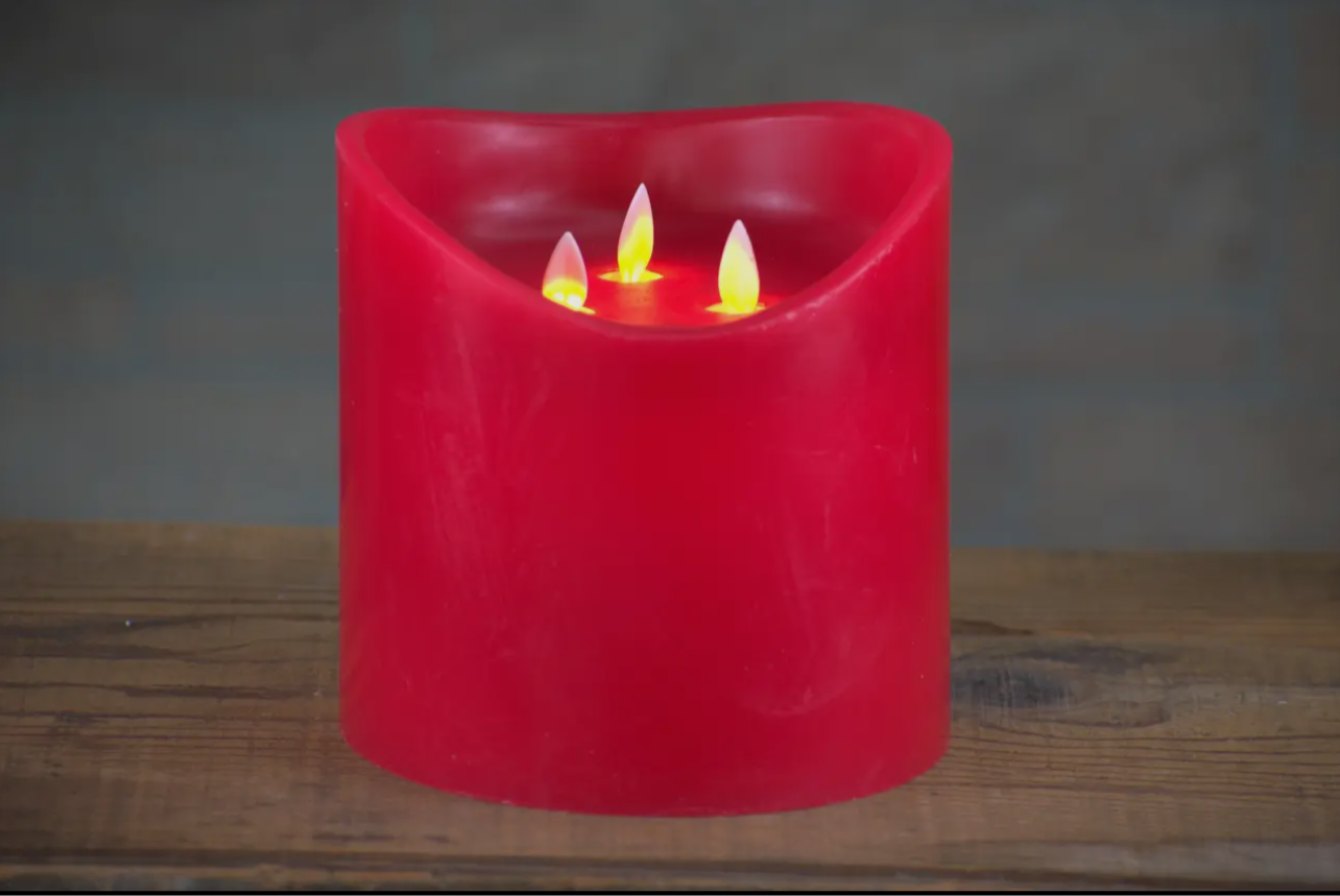 LED 3 Wick Candle (Red/Cranberry)