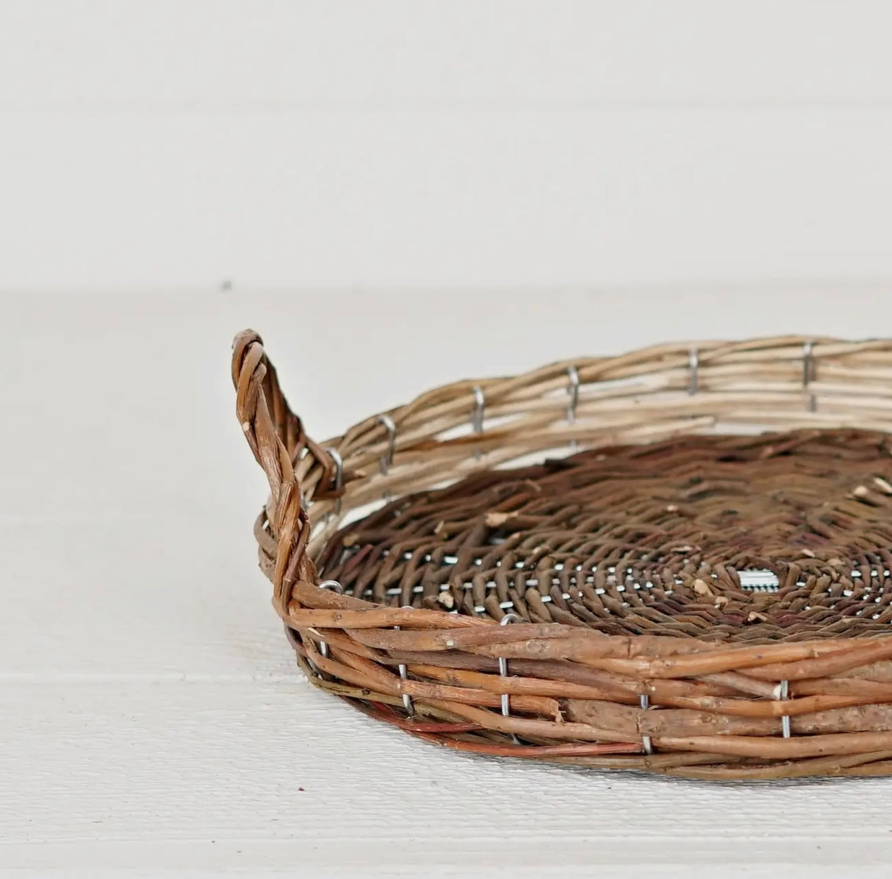 Flat Willow Basket with Handles