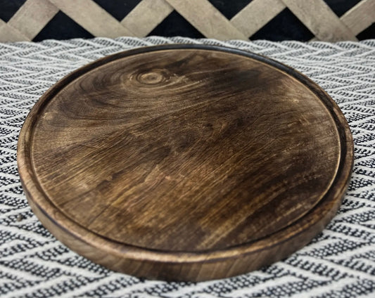Dark Wood Round Centerpiece Plate