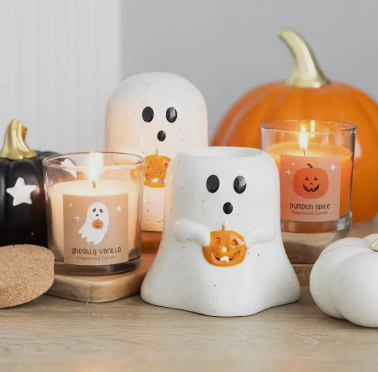 Ghost with Pumpkin | Tea light Holder