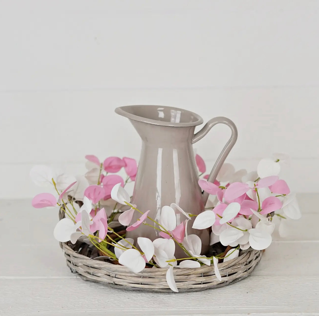 Pink & White Silver Dollar with Twig | Wreath or Candle Ring