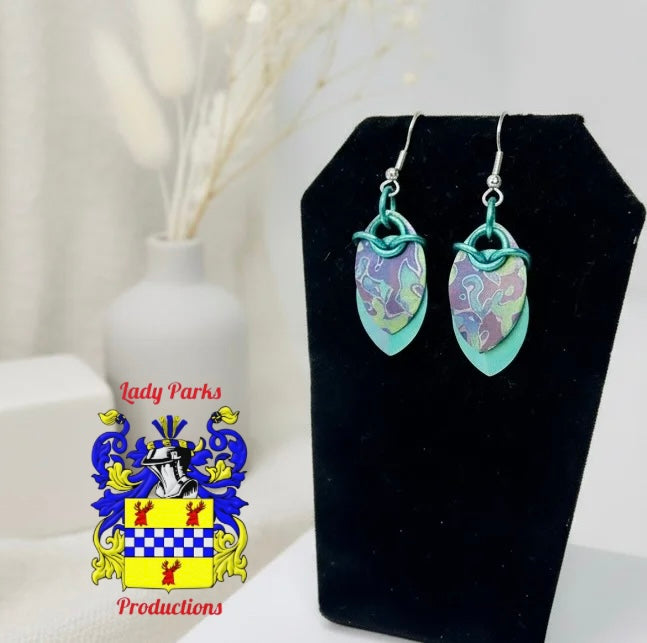 Gecko 2-Tier Titanium Dragon Scale Earrings