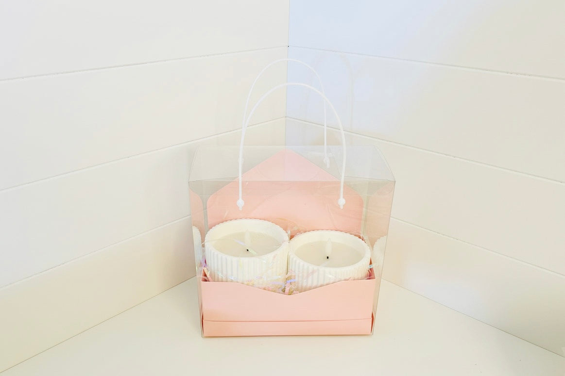 White Cement LED Candle Grab and Go Gift Set