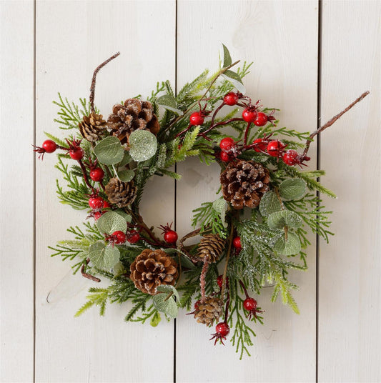 Frosted Mixed Greens Candle Ring