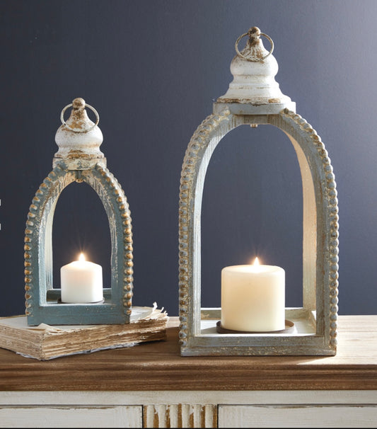 Distressed Beaded Lantern