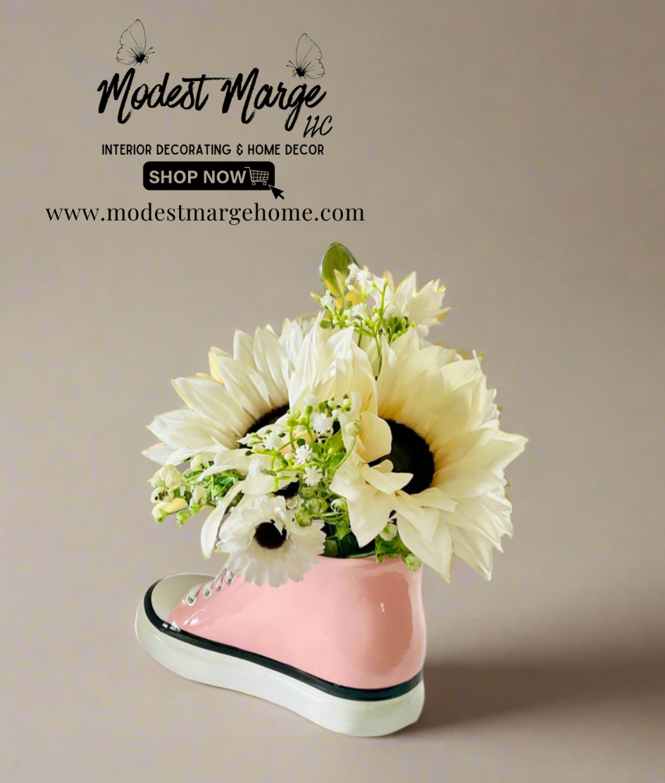 Pink Sneaker Planter | Floral Arrangement & Card