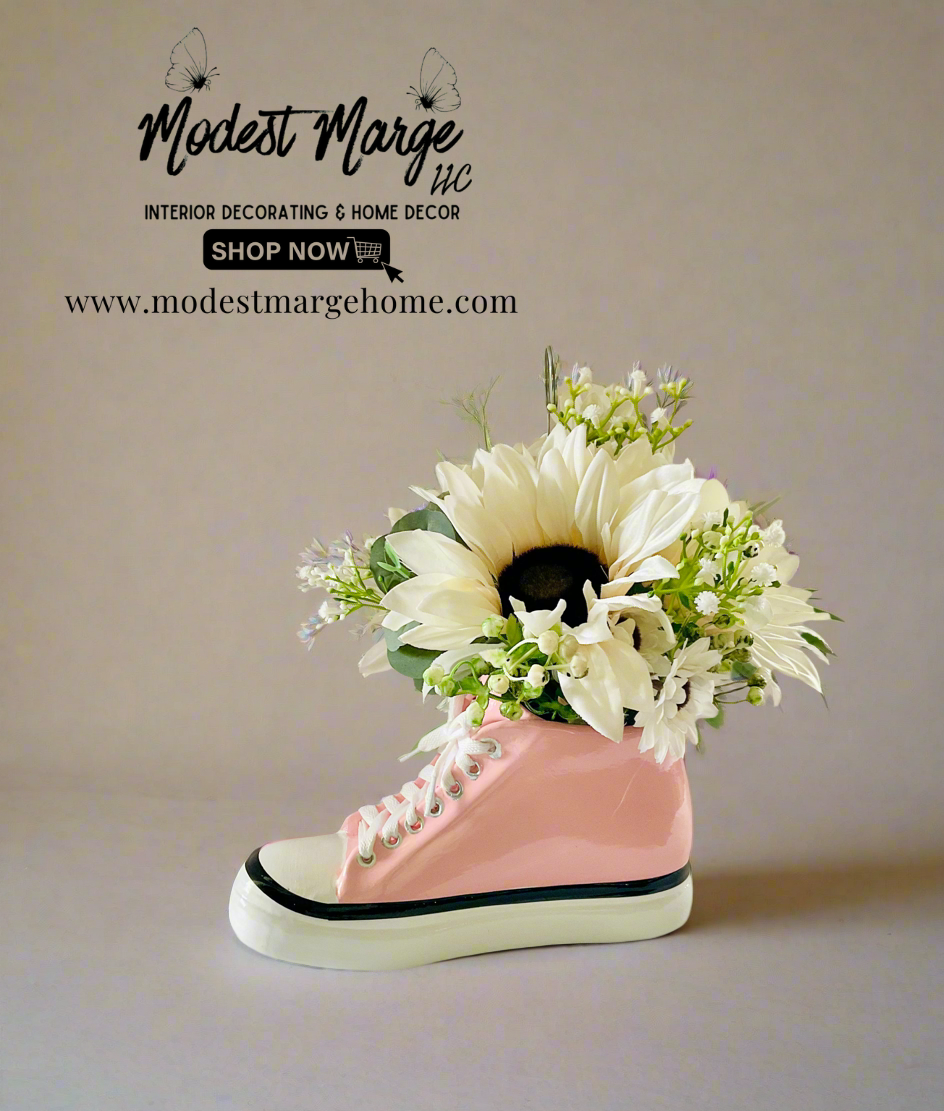 Pink Sneaker Planter | Floral Arrangement & Card