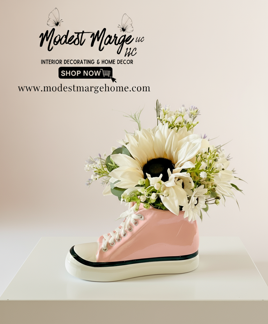 Pink Sneaker Planter | Floral Arrangement & Card