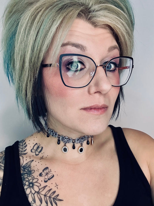 MM Gems & Glass Beads Choker & Earrings Set