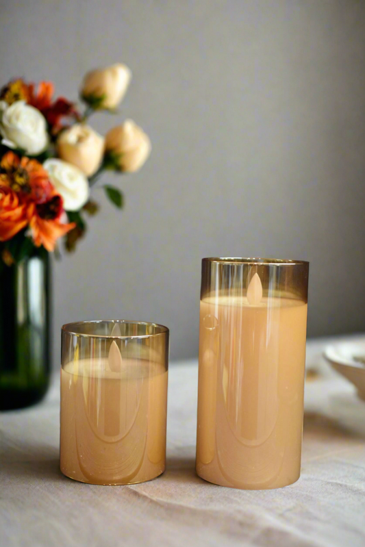 Amber Glass LED Candle 3x4"