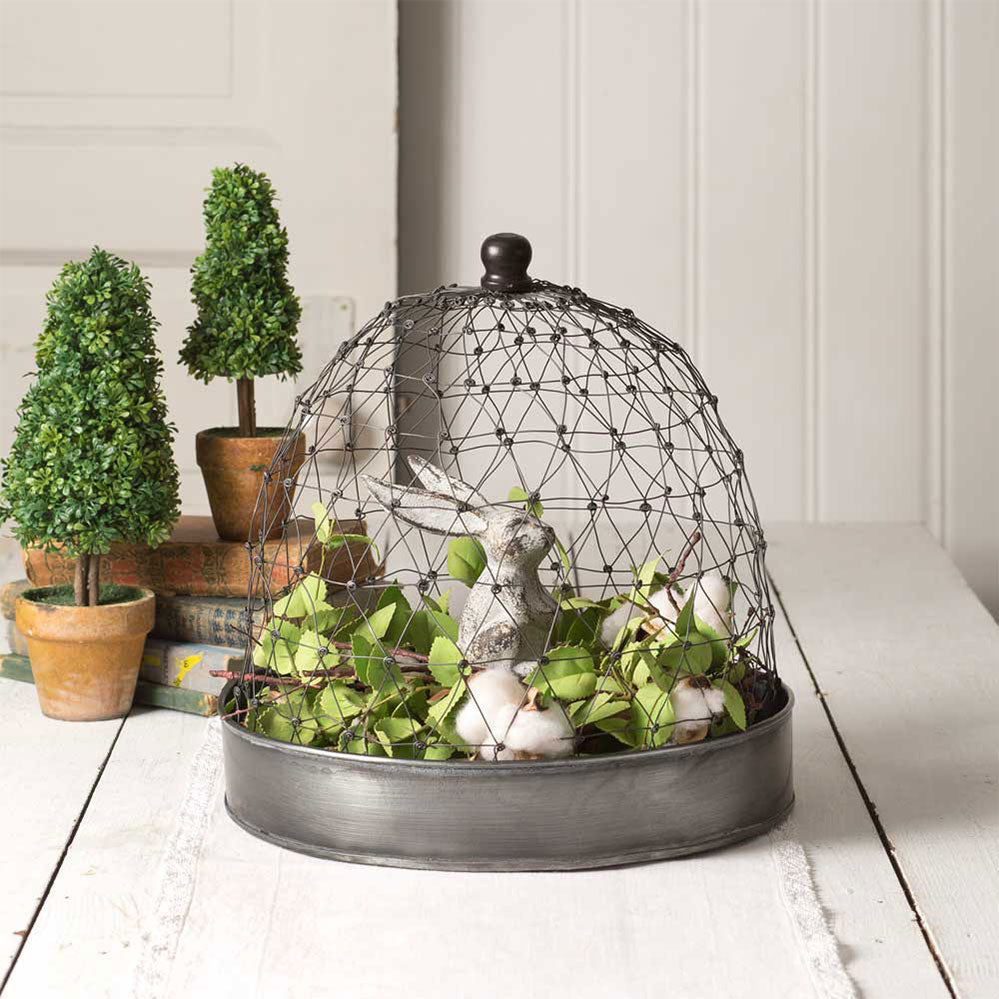 Chicken Wire Cloche with Tray