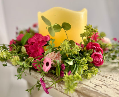 6” Handmade Floral Ring - Pinks