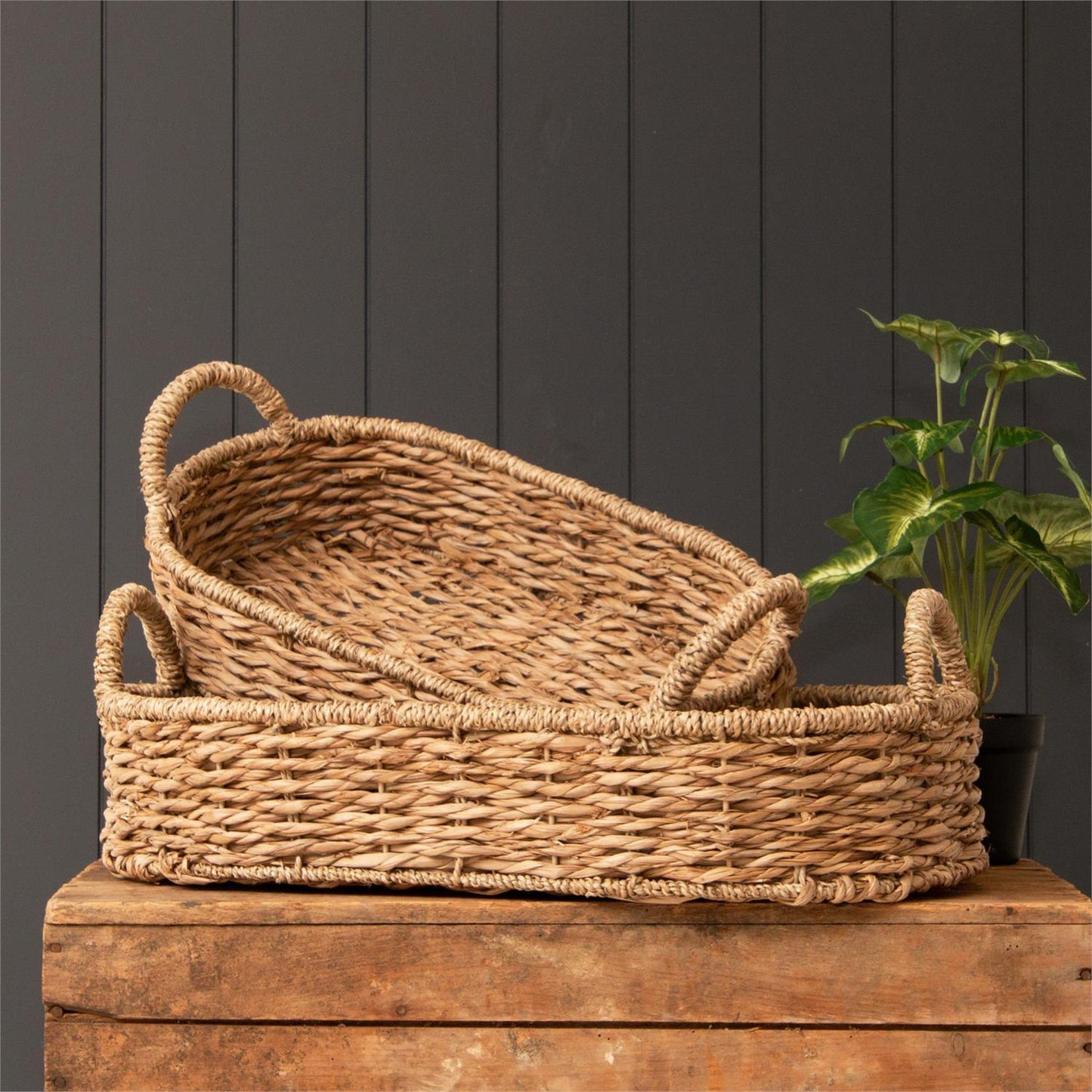 Handmade Seagrass Oval Wicker Basket Tray