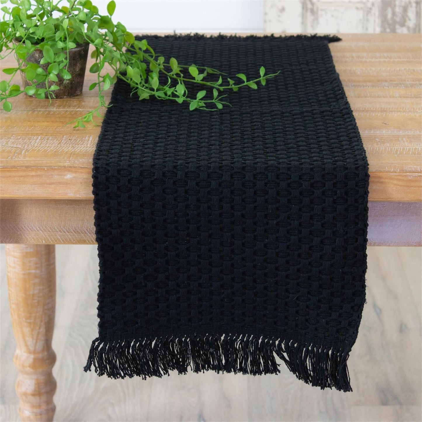 Woven Black Table Runner