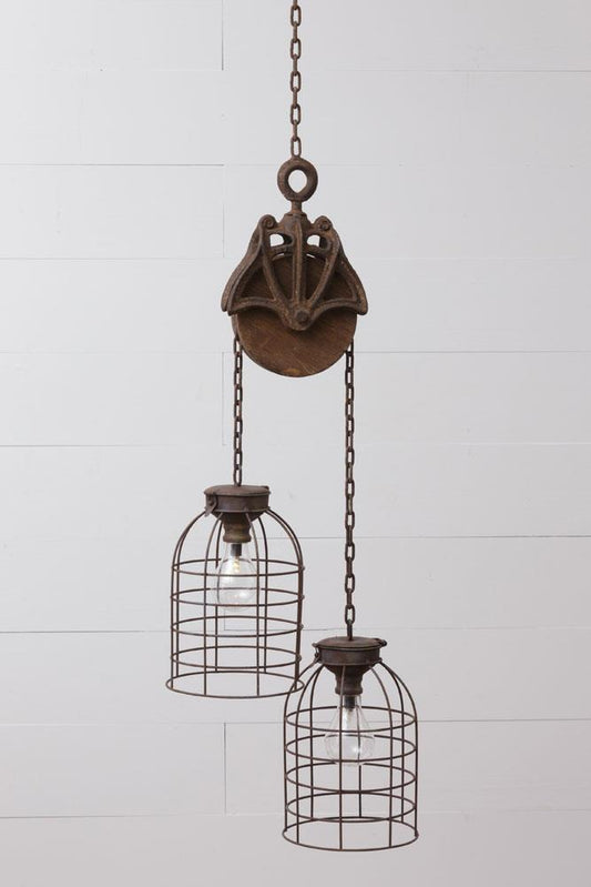 Cage Dome Pulley Pendant Light