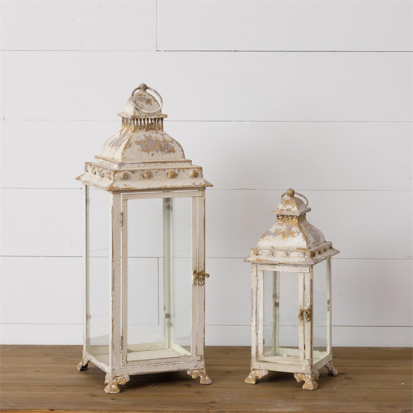 Antiqued Cream & Gold Lantern