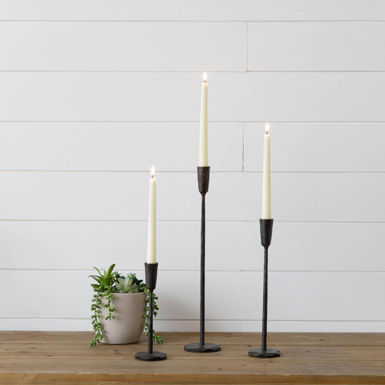 Set of 3 Black Iron Candle Holders