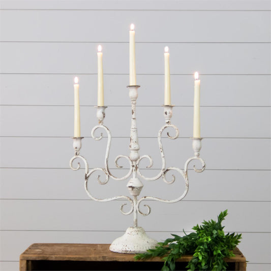 White Distresed Candelabra