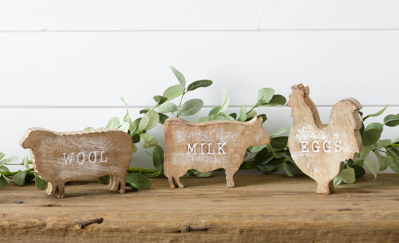 Farmhouse Wood Block Animals