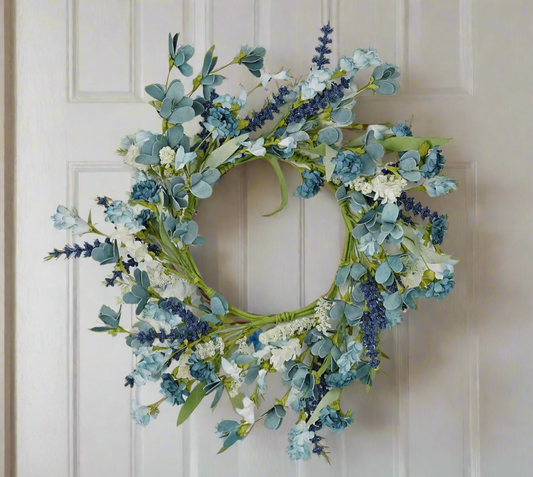 Country Blue & White Mix | Wreath or Candle Ring