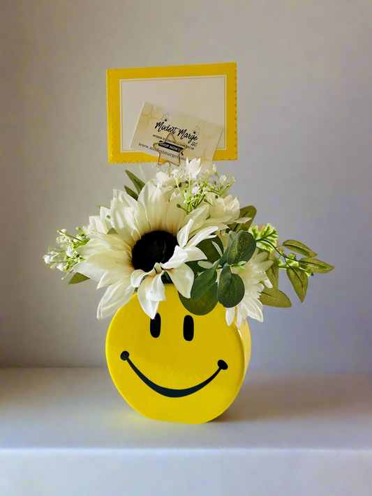 Smiley Face Planter | Floral Arrangement & Card