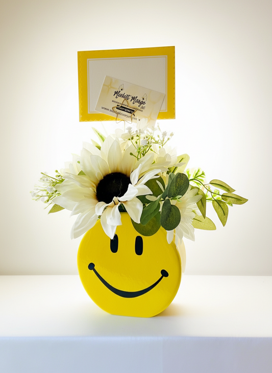 Smiley Face Planter | Floral Arrangement & Card