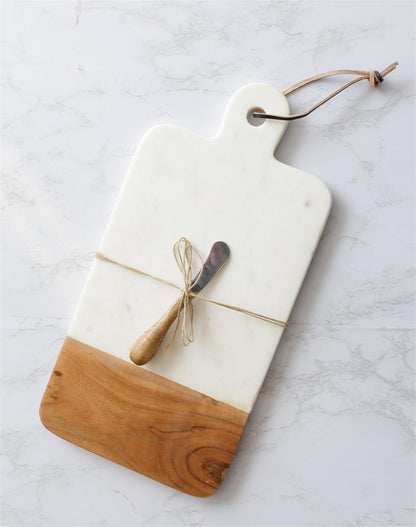 Marble & Wood Serving Board & Dip Set