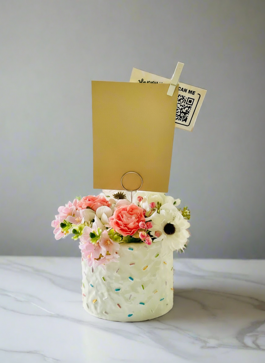 Cake Planter | Floral Arrangement & Card