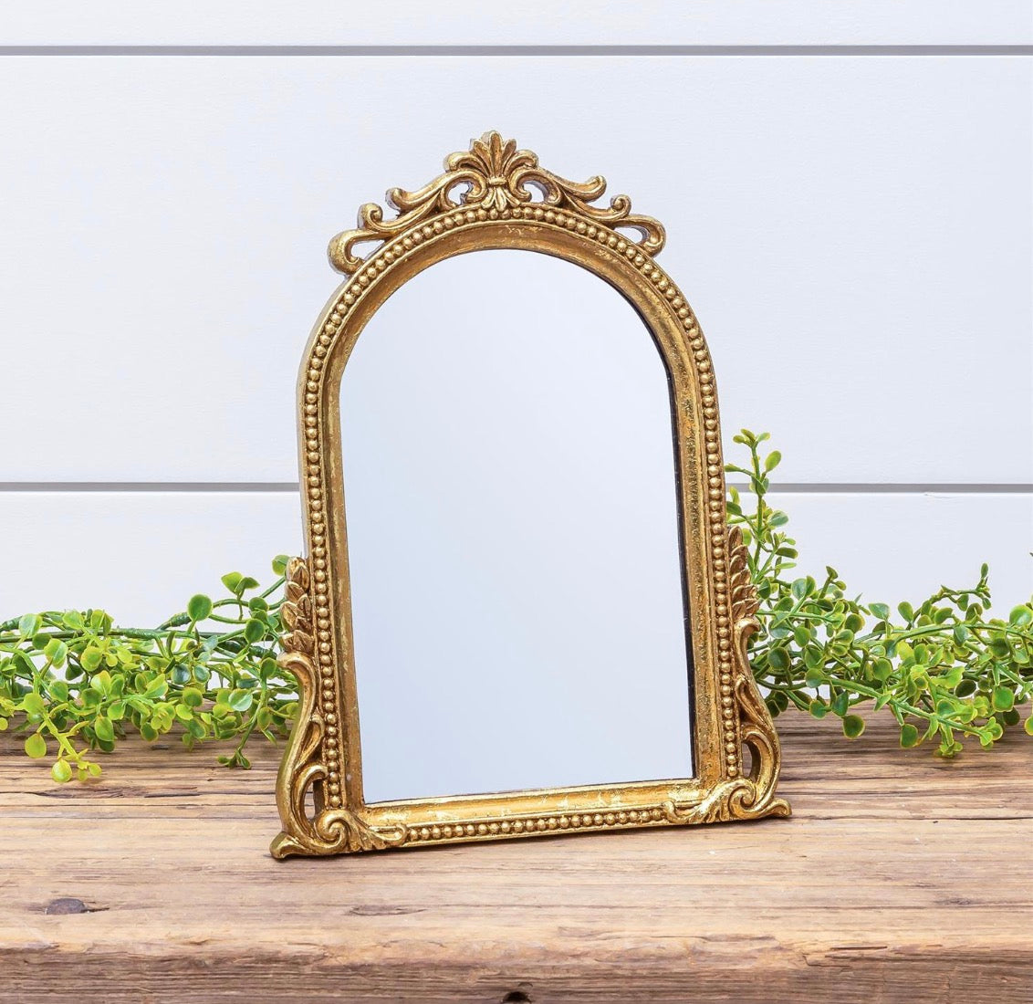 Gold Arched Tabletop Mirror