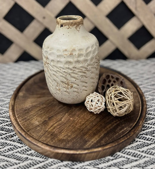 Dark Wood Round Centerpiece Plate