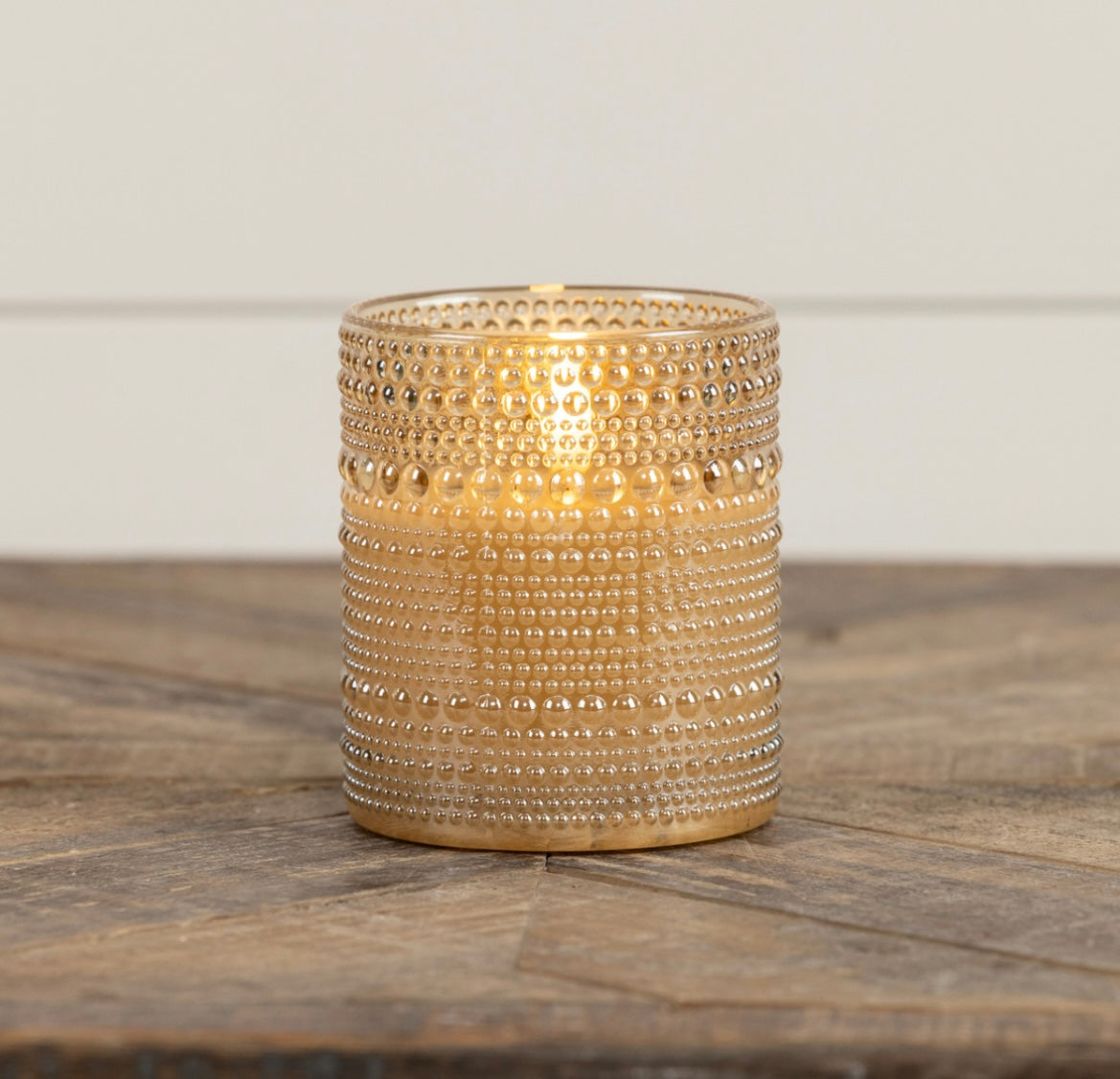 Champagne Dotted Glass LED Candle