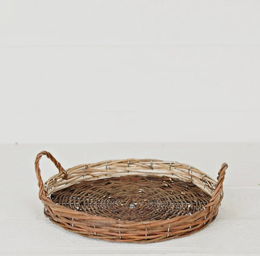 Flat Willow Basket with Handles