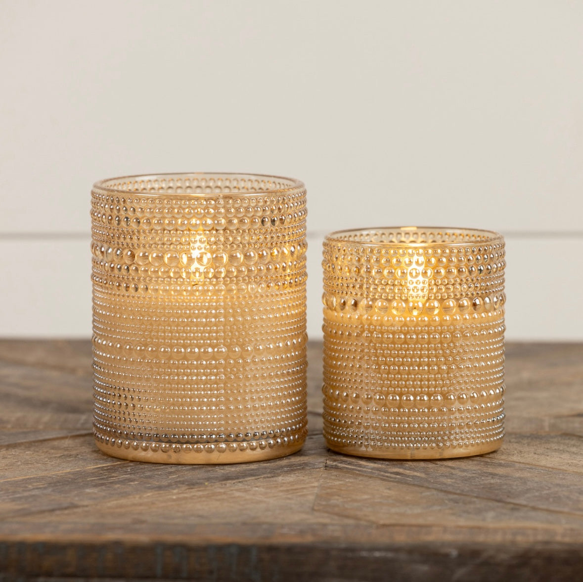 Champagne Dotted Glass LED Candle