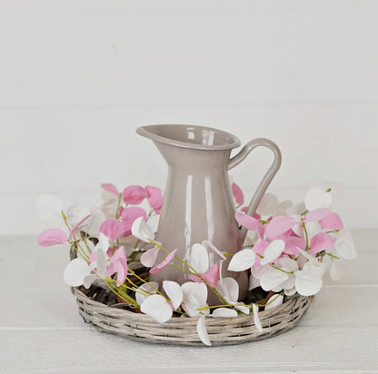 Pink & White Silver Dollar with Twig | Wreath or Candle Ring