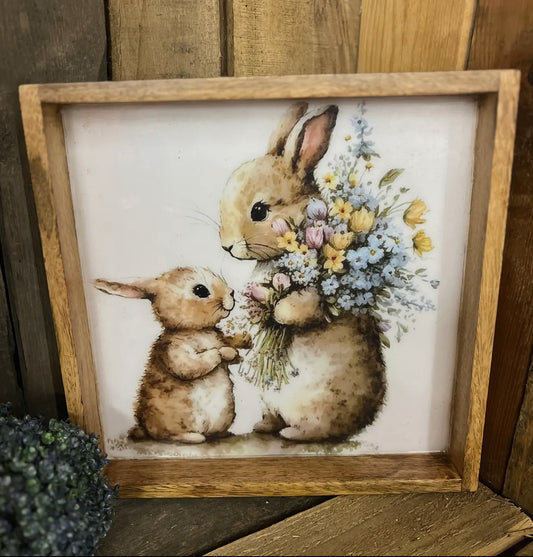 Bunnies Wooden Sitter/Tray