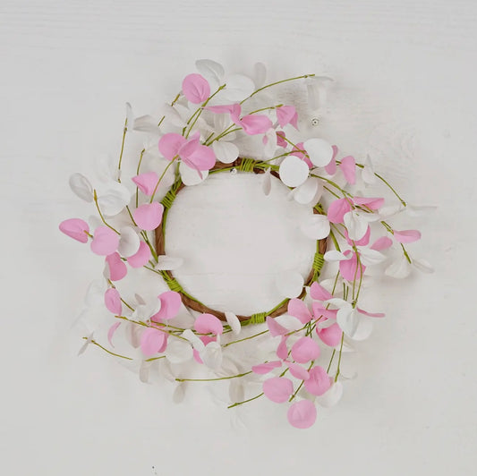 Pink & White Silver Dollar with Twig | Wreath or Candle Ring