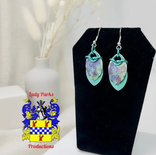 Gecko 2-Tier Titanium Dragon Scale Earrings