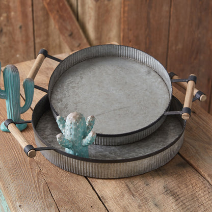 Round Farmhouse Metal Tray