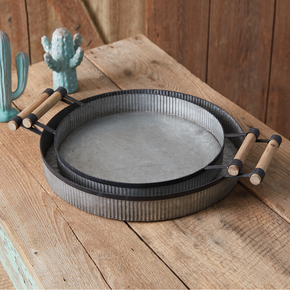 Round Farmhouse Metal Tray