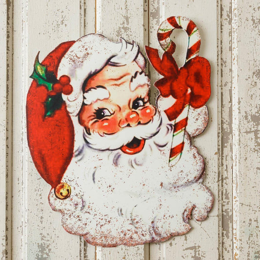 Retro Santa Metal Wall Sign