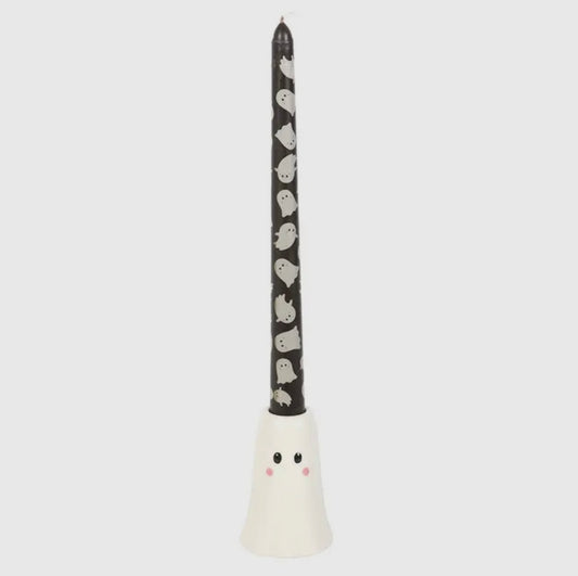 Ghost Taper Holder with Candle