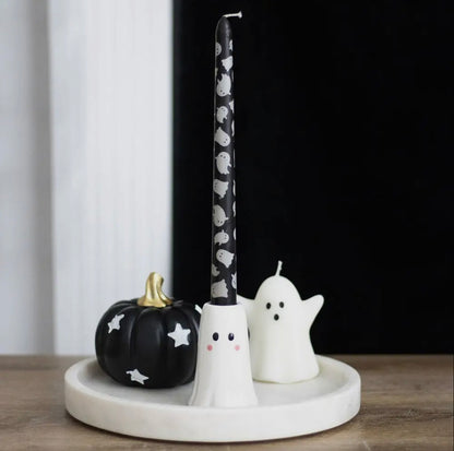 Ghost Taper Holder with Candle