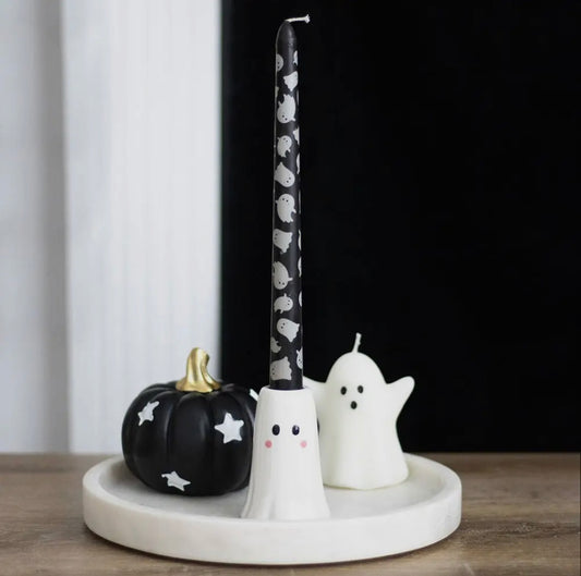 Ghost Taper Holder with Candle