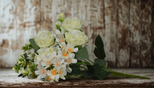 Cream Cabbage Rose Pick 14”