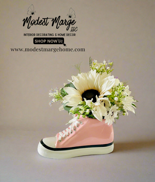 Pink Sneaker Planter | Floral Arrangement & Card