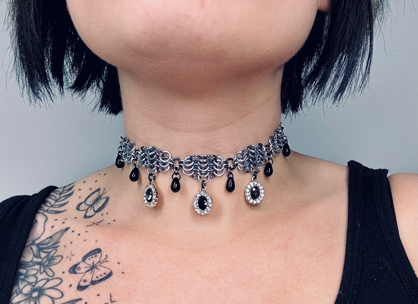 MM Gems & Glass Beads Choker & Earrings Set