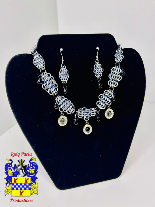 MM Gems & Glass Beads Choker & Earrings Set