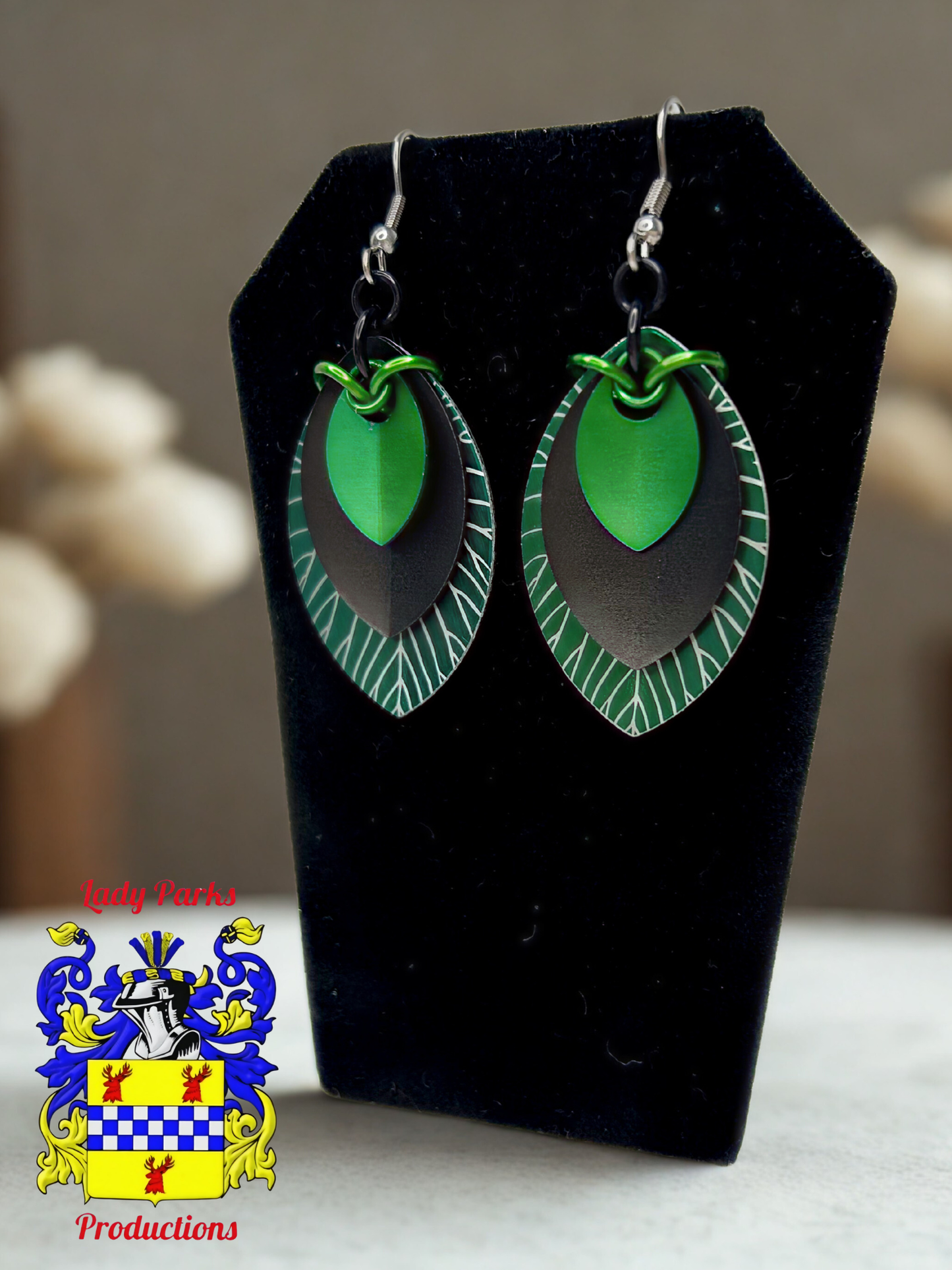 Laser Engraved Green Scale Earrings