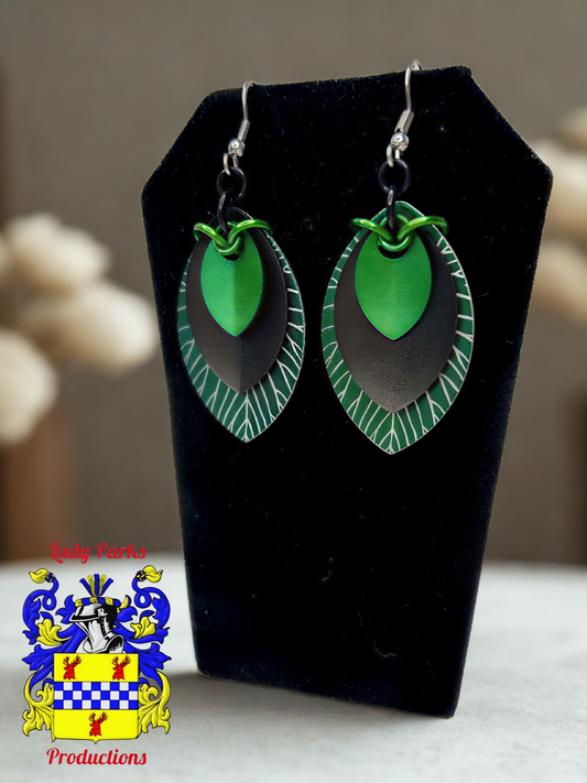 Laser Engraved Green Scale Earrings